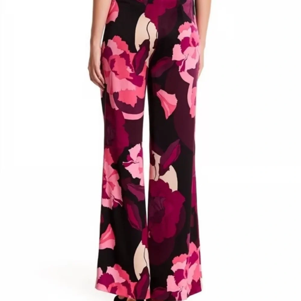 Trina Turk- Floral Wide-Leg Pants in Pink and Purple